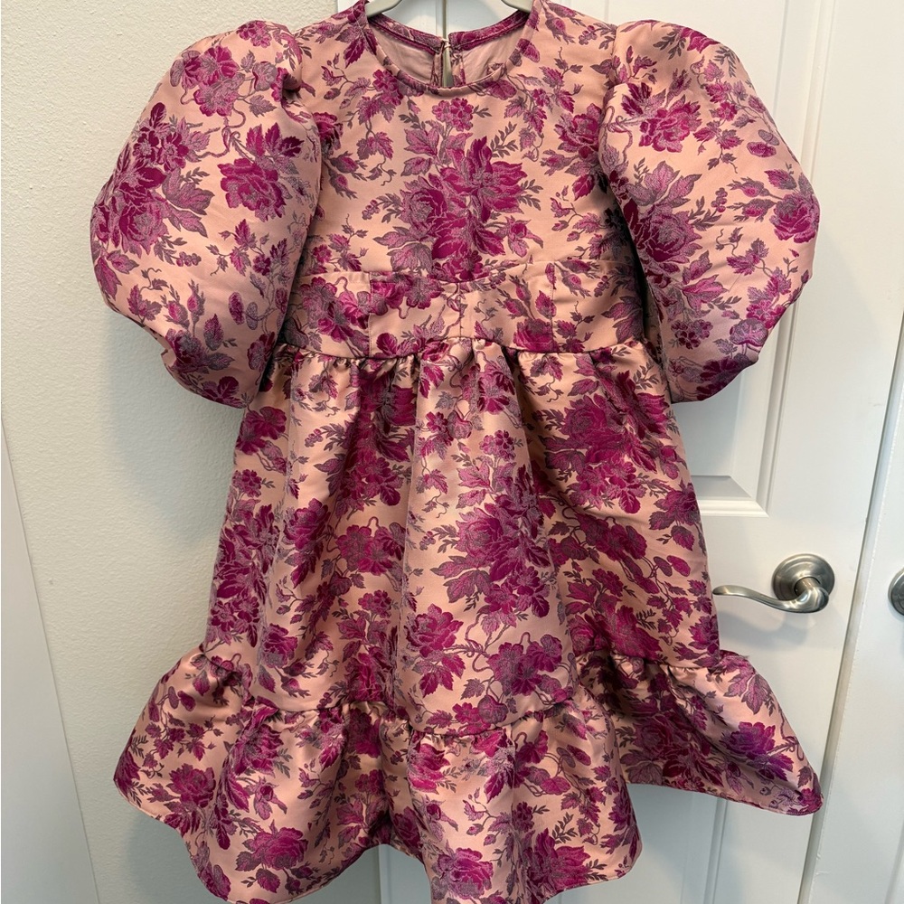 Pink Floral Jacquard Dress